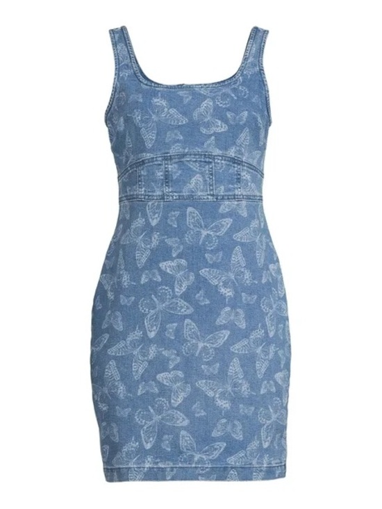 No Boundaries Dresses & Skirts - No Boundaries Denim Butterfly Print Corset Mini Dress Y2K Retro Style Sz Sm 3/5